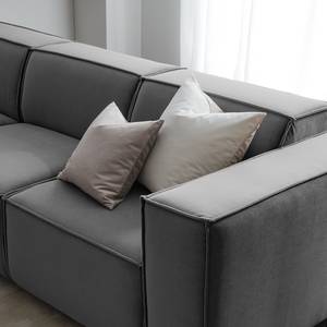 Ecksofa KINX mit Longchair Samt - Samt Shyla: Grau - Breite: 260 cm - Longchair davorstehend links - Keine Funktion