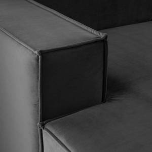 Canapé d’angle KINX méridienne Velours Shyla: Gris - Largeur : 260 cm - Méridienne courte à gauche (vue de face) - Sans fonction
