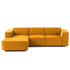 Ecksofa KINX mit Longchair Samt - Samt Shyla: Senfgelb - Breite: 260 cm - Longchair davorstehend links - Keine Funktion