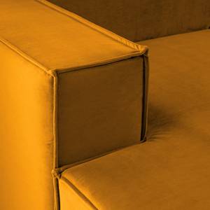 Canapé d’angle KINX méridienne Velours Shyla: Jaune moutarde - Largeur : 260 cm - Méridienne courte à gauche (vue de face) - Sans fonction