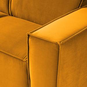 Canapé d’angle KINX méridienne Velours Shyla: Jaune moutarde - Largeur : 260 cm - Méridienne courte à gauche (vue de face) - Sans fonction