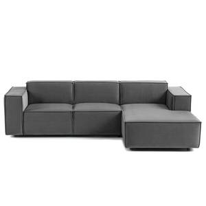 Ecksofa KINX mit Longchair Samt Shyla: Grau - Breite: 260 cm - Longchair davorstehend rechts - Keine Funktion