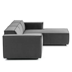 Ecksofa KINX mit Longchair Samt - Samt Shyla: Grau - Breite: 260 cm - Longchair davorstehend rechts - Keine Funktion