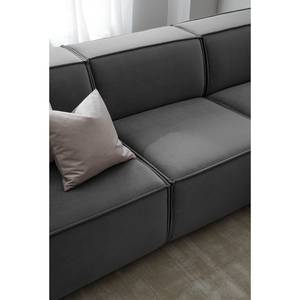 Ecksofa KINX mit Longchair Samt - Samt Shyla: Grau - Breite: 260 cm - Longchair davorstehend rechts - Keine Funktion