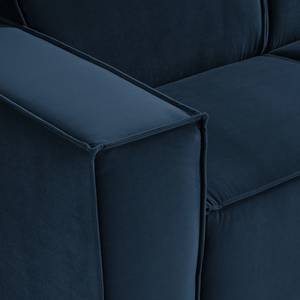 Canapé d’angle KINX méridienne Velours Shyla: Bleu foncé - Largeur : 260 cm - Méridienne courte à droite (vue de face) - Sans fonction