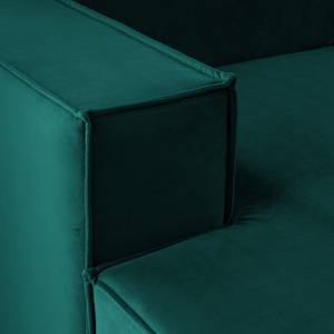 Canapé d’angle KINX méridienne Velours Shyla: Pétrol - Largeur : 260 cm - Méridienne courte à gauche (vue de face) - Sans fonction