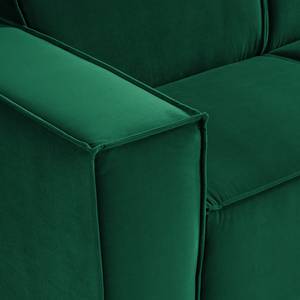 Canapé d’angle KINX méridienne Velours Shyla: Vert foncé - Largeur : 260 cm - Méridienne courte à droite (vue de face) - Sans fonction