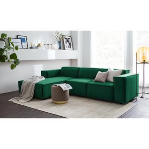 Ecksofa KINX mit Longchair Samt - Samt Shyla: Dunkelgrün - Breite: 260 cm - Longchair davorstehend links - Keine Funktion