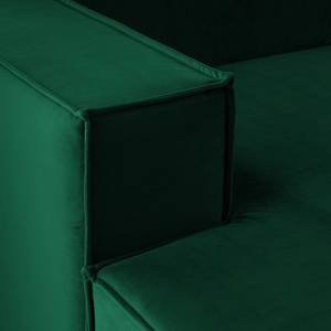 Canapé d’angle KINX méridienne Velours - Velours Shyla: Vert foncé - Largeur : 260 cm - Méridienne courte à gauche (vue de face) - Sans fonction