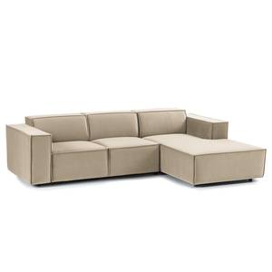 Ecksofa KINX mit Longchair Samt Shyla: Beige - Breite: 260 cm - Longchair davorstehend rechts - Keine Funktion