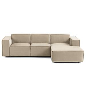 Ecksofa KINX mit Longchair Samt Shyla: Beige - Breite: 260 cm - Longchair davorstehend rechts - Keine Funktion