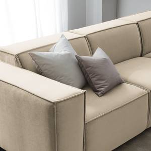 Hoekbank KINX met Longchair Velours Shyla: Beige - Breedte: 260 cm - Longchair vooraanzicht rechts - Geen functie