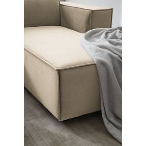 Hoekbank KINX met Longchair Velours Shyla: Beige - Breedte: 260 cm - Longchair vooraanzicht rechts - Geen functie