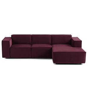 Ecksofa KINX mit Longchair Samt Shyla: Aubergine - Breite: 260 cm - Longchair davorstehend rechts - Keine Funktion