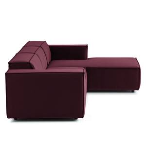 Hoekbank KINX met Longchair Velours Shyla: Aubergine - Breedte: 260 cm - Longchair vooraanzicht rechts - Geen functie