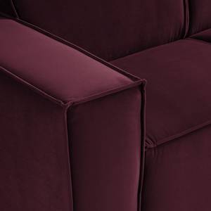 Hoekbank KINX met Longchair Velours Shyla: Aubergine - Breedte: 260 cm - Longchair vooraanzicht rechts - Geen functie