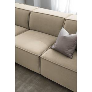 Hoekbank KINX met Longchair Velours Shyla: Beige - Breedte: 260 cm - Longchair vooraanzicht links - Geen functie