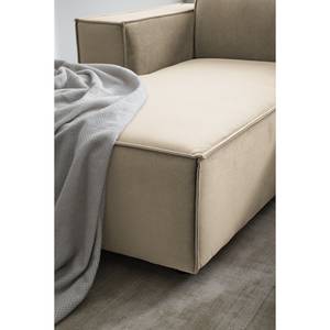 Hoekbank KINX met Longchair Velours Shyla: Beige - Breedte: 260 cm - Longchair vooraanzicht links - Geen functie