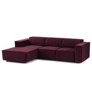 Ecksofa KINX mit Longchair Samt Shyla: Aubergine - Breite: 260 cm - Longchair davorstehend links - Keine Funktion