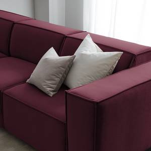 Ecksofa KINX mit Longchair Samt Shyla: Aubergine - Breite: 260 cm - Longchair davorstehend links - Keine Funktion