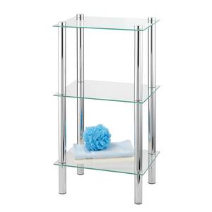 Open kast Yago glas/metaal - chroomkleurig - Hoogte: 74 cm