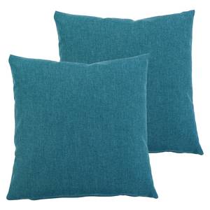 Housses de coussin Milano Fibres synthétiques - Bleu pétrole - 50 x 50 cm