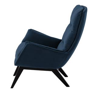 Fauteuil GARBO met houten pootjes Velours Shyla: Donkerblauw - Zwart