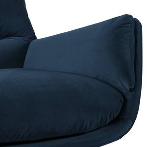 Fauteuil GARBO avec pieds en bois Velours Shyla: Bleu foncé - Noir