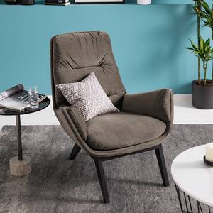 Fauteuil GARBO met houten pootjes Velours Shyla: Taupe - Zwart