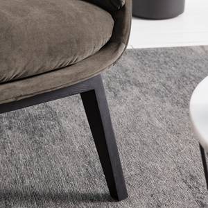 Fauteuil GARBO met houten pootjes Velours Shyla: Taupe - Zwart