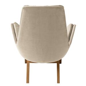 Fauteuil GARBO met houten pootjes Velours Shyla: Beige - Donkere eikenhout