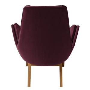 Fauteuil GARBO met houten pootjes Velours Shyla: Paars - Donkere eikenhout