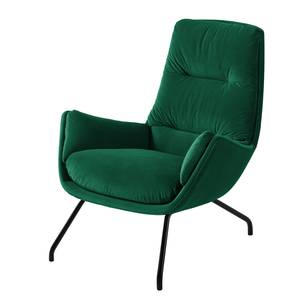 Fauteuil Garbo III Velours Shyla: Vert foncé - Noir