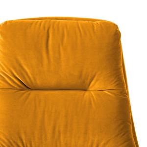 Sessel GARBO mit Kreuzfuß Webstoff - Samt Shyla: Senfgelb - Chrom glänzend