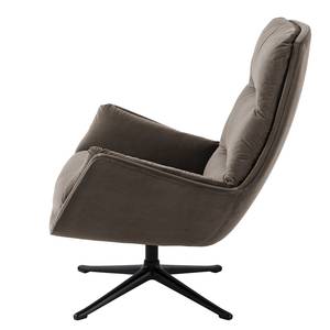 Fauteuil GARBO met kruisvoet geweven stof - Velours Shyla: Taupe - Zwart