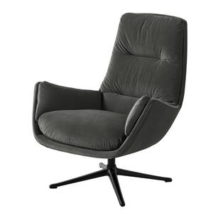 Fauteuil GARBO  avec pied croisé Tissu - Velours Shyla: Vert de gris - Noir