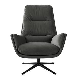 Fauteuil GARBO  avec pied croisé Tissu - Velours Shyla: Vert de gris - Noir