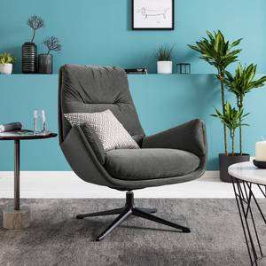 Fauteuil GARBO  avec pied croisé Tissu - Velours Shyla: Vert de gris - Noir