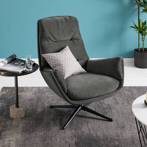 Fauteuil GARBO  avec pied croisé Tissu - Velours Shyla: Vert de gris - Noir