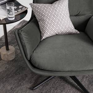 Fauteuil GARBO  avec pied croisé Tissu - Velours Shyla: Vert de gris - Noir