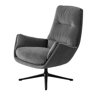 Fauteuil GARBO  avec pied croisé Tissu - Velours Shyla: Gris - Noir