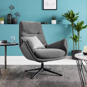 Fauteuil GARBO  avec pied croisé Tissu - Velours Shyla: Gris - Noir