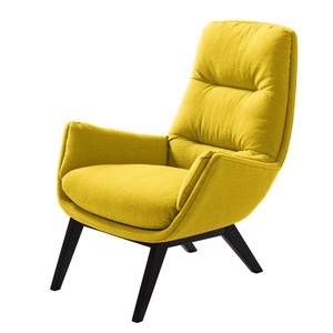 Sessel GARBO mit Holzfüßen Webstoff Milan: Gelb - Schwarz