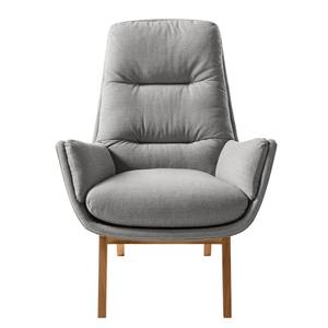 Fauteuil GARBO avec pieds en bois Tissu Milan : Gris clair - Chêne foncé