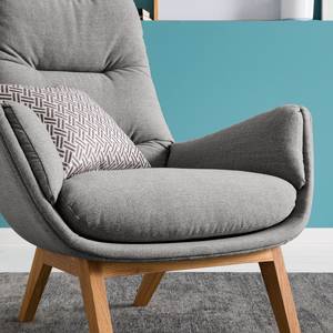 Fauteuil GARBO avec pieds en bois Tissu Milan : Gris clair - Chêne foncé