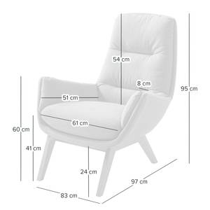 Fauteuil GARBO avec pieds en bois Tissu Milan : Gris clair - Chêne foncé