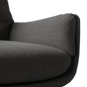 Fauteuil GARBO avec pieds en bois Tissu Milan : Anthracite - Chêne foncé