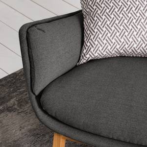 Fauteuil GARBO avec pieds en bois Tissu Milan : Anthracite - Chêne foncé