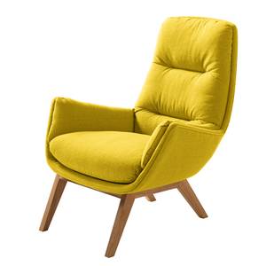 Sessel GARBO mit Holzfüßen Webstoff Milan: Gelb - Eiche Dunkel