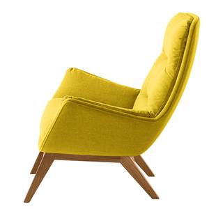 Fauteuil GARBO met houten pootjes Geweven stof Milan: Geel - Donkere eikenhout